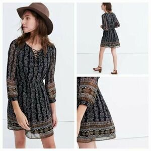 Madewell Lace-Up Fall Floral Dress Size 2 (XS)